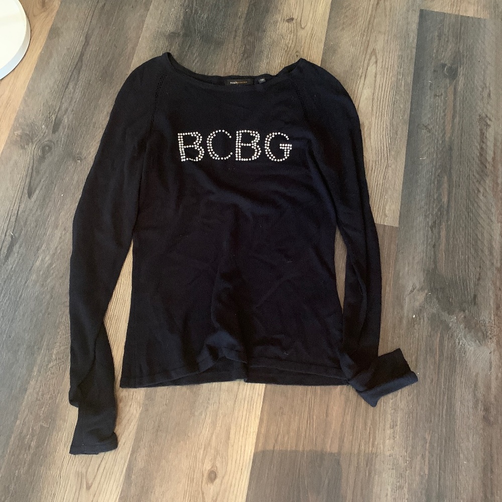 BCBG silk blend crystal studded sweater. Wornnonce. Retail 99